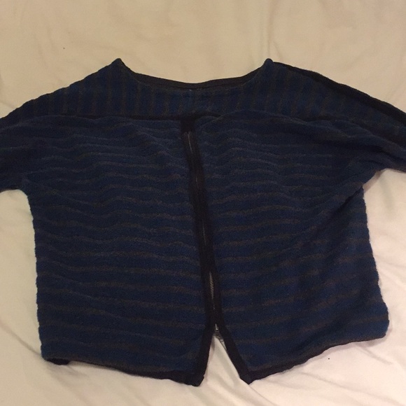 Madewell Turquoise and Grey Striped Pull Over - Picture 7 of 8